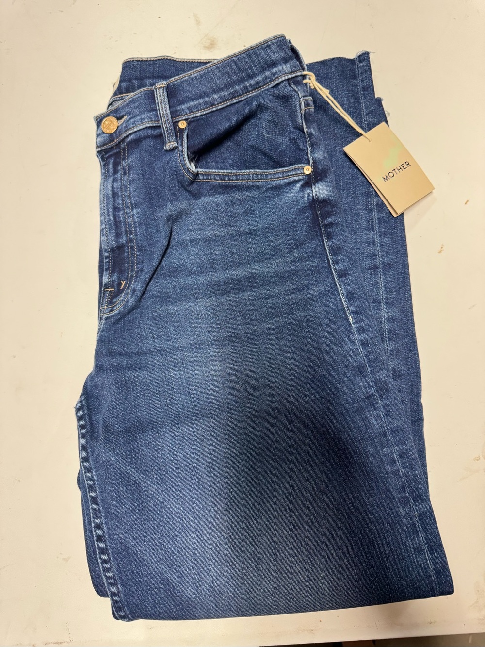 Mother The Newbie Ankle Fray Jeans Prized Possession Sz 28 New Mid Rise Straight - Picture 5 of 8